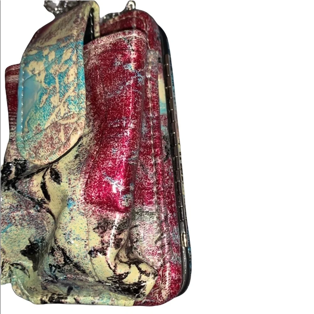 Splattered Multicolored Wallet with Hidden Strap